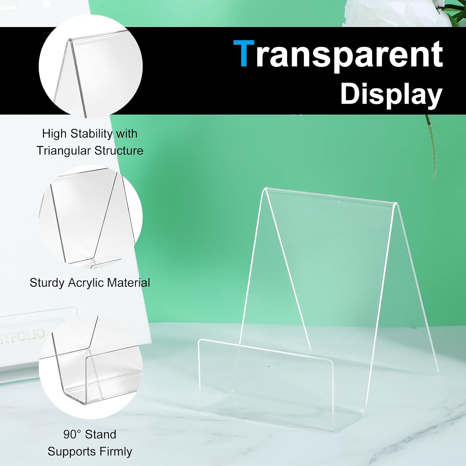Acrylic Book Display Stand / Clear / 3 x 3.4 x 4 / Set of 16