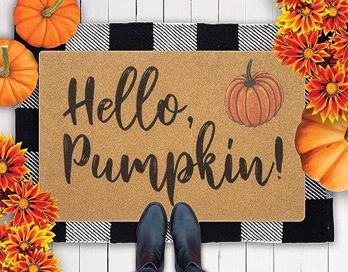 Hello-Pumpkin-Welcome-Doormat Fall-Outdoor Holiday Non-Slip-Mat Home Decor
