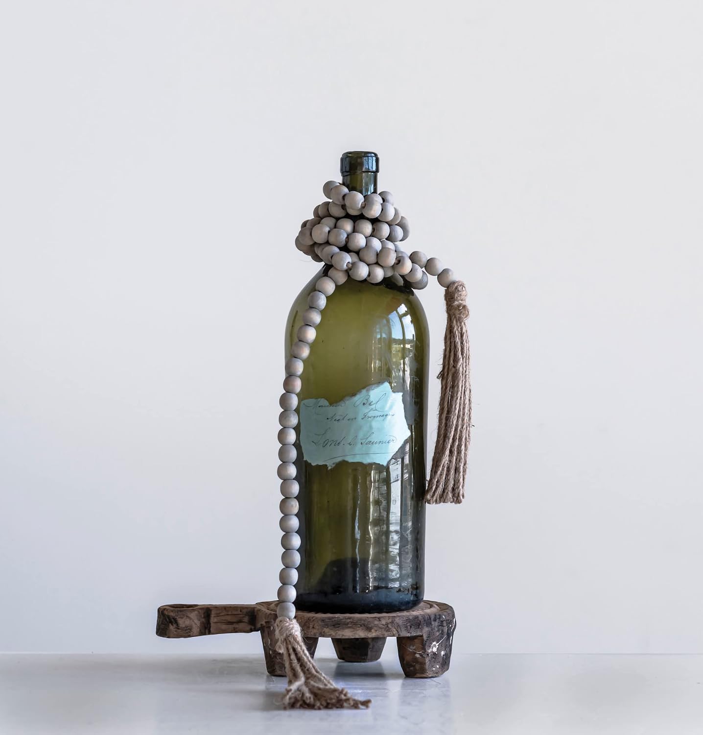 Jute & Wood Bead Garland / Grey
