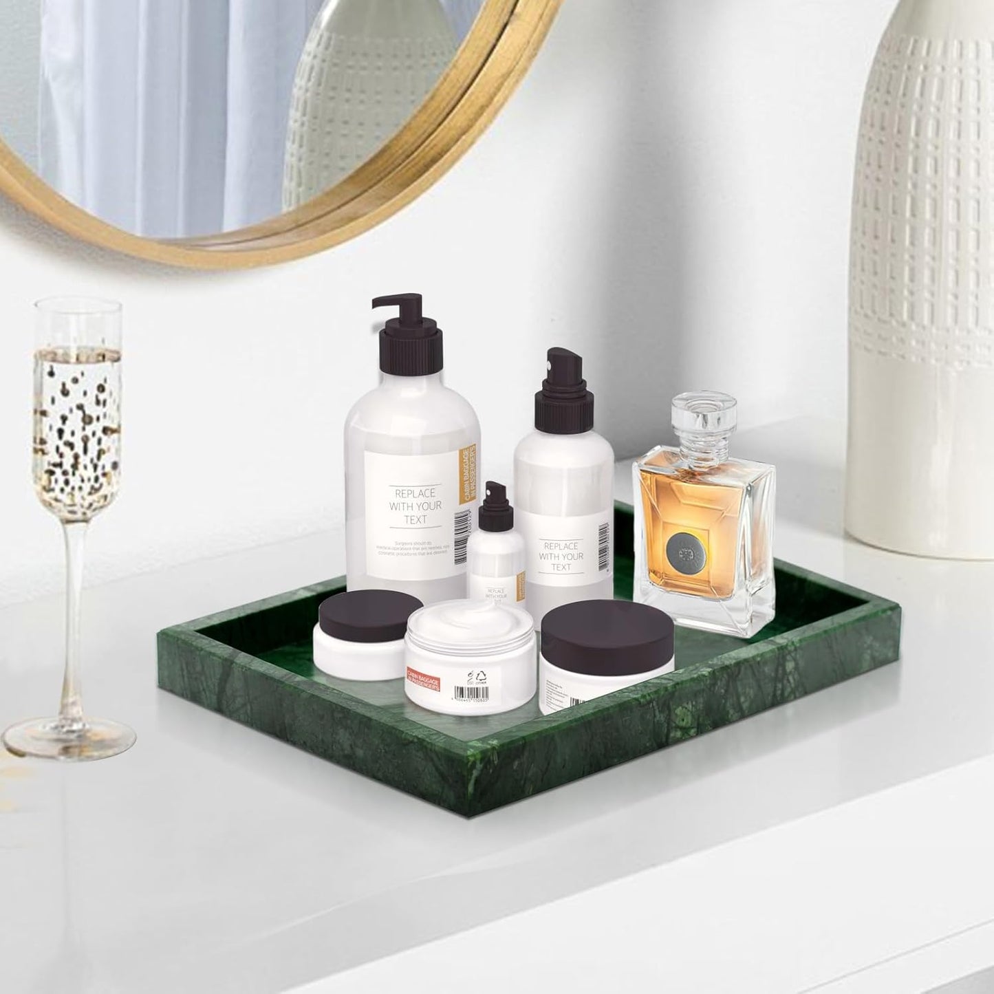 Stone Tray / Marble Tray / Green / 12 x 8