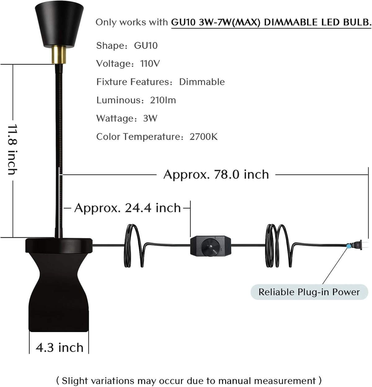 Patented Innovative Design Headboard Reading Light. No Drilling Golden Book Light for Bedtime Reading. Dimmable LED