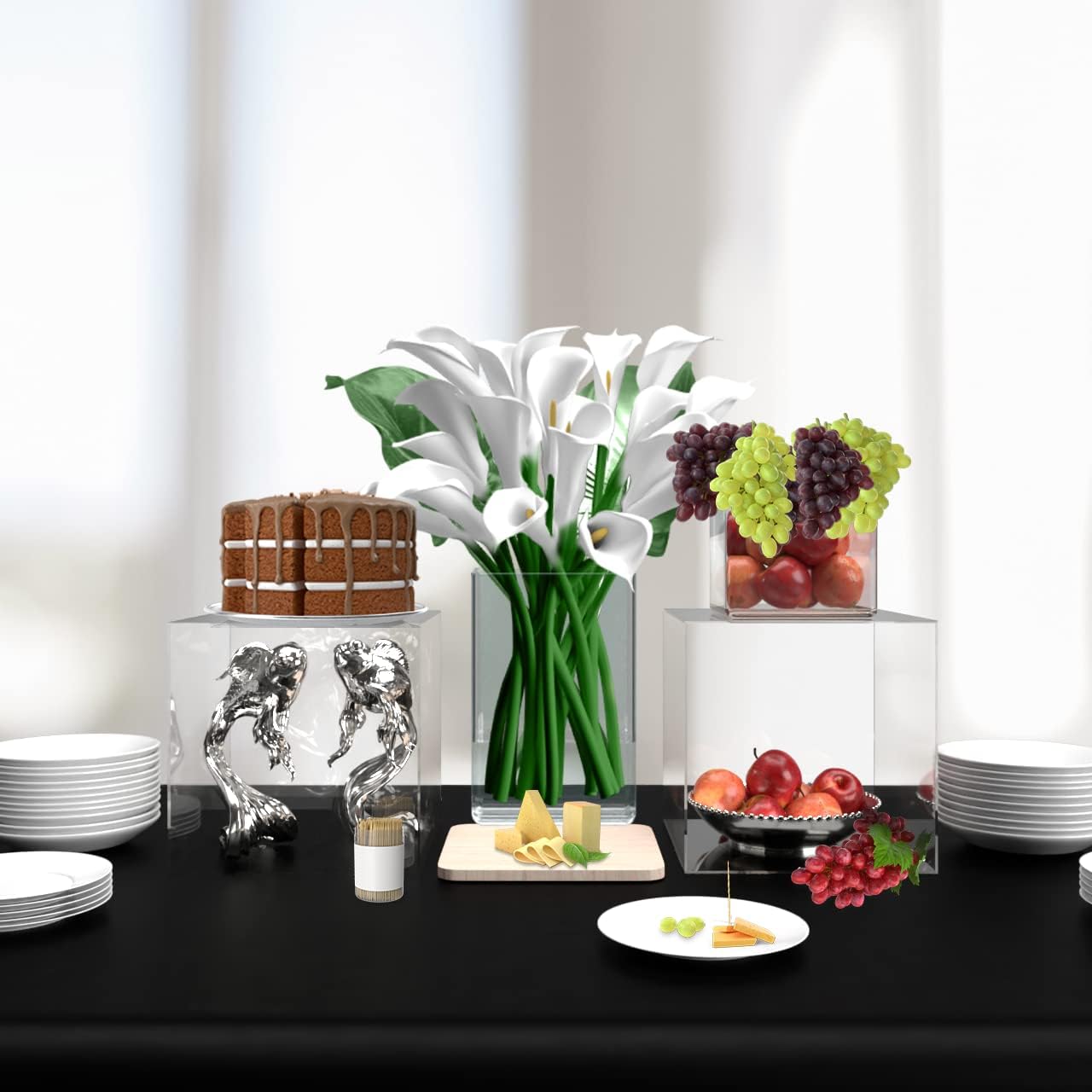 12" Acrylic Display Riser Box with One Open Side No Lid Versatile Clear Glossy Square Lucite Retail Product Platform or