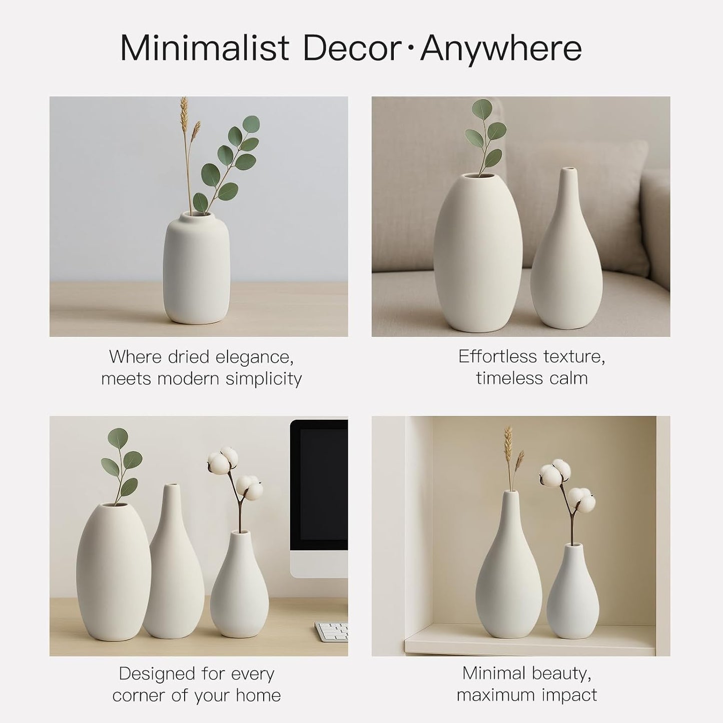 Ceramic Vases / Modern Decorative Flower Vases / 3 Set / Set of 3