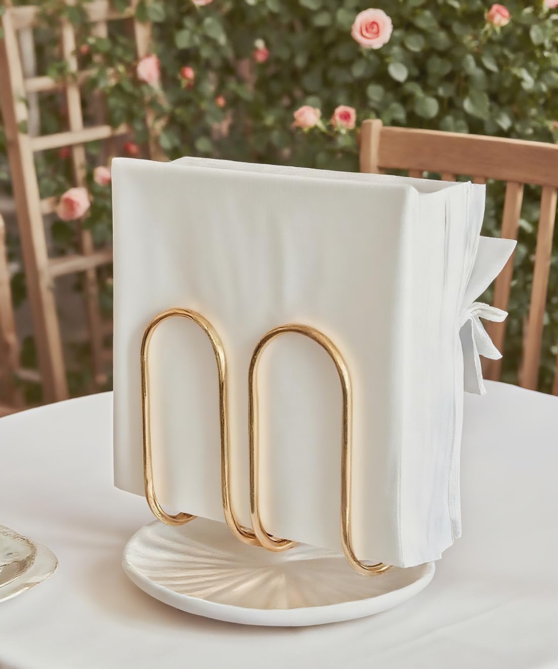 Napkin Holder / Ceramic Base Effortless Cleaning / Gold