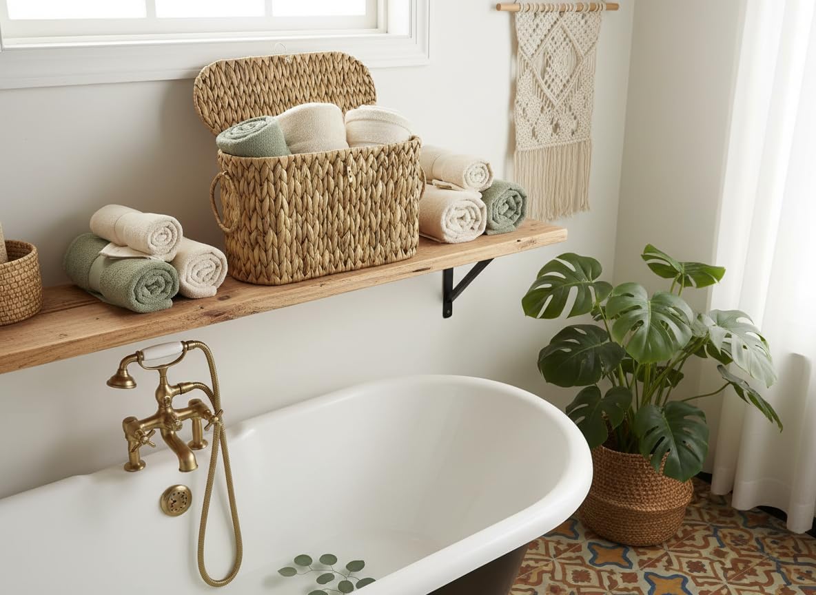 Wicker Basket / Toilet Paper Basket / Natural Hyacinth
