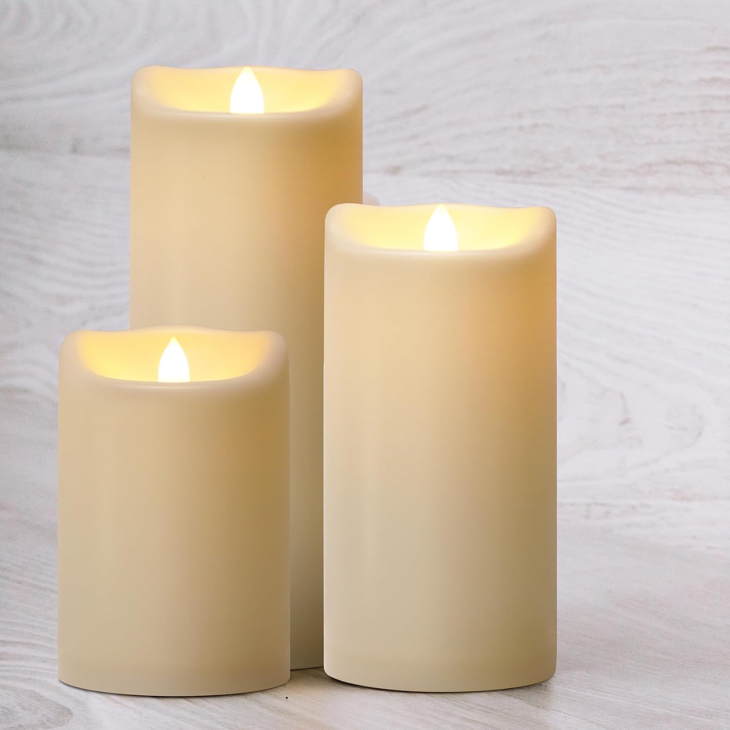 4" x 6" 8" 10" Waterproof Outdoor Flameless Candles with Remote, Flickering Battery Operated LED Pillar Candles for