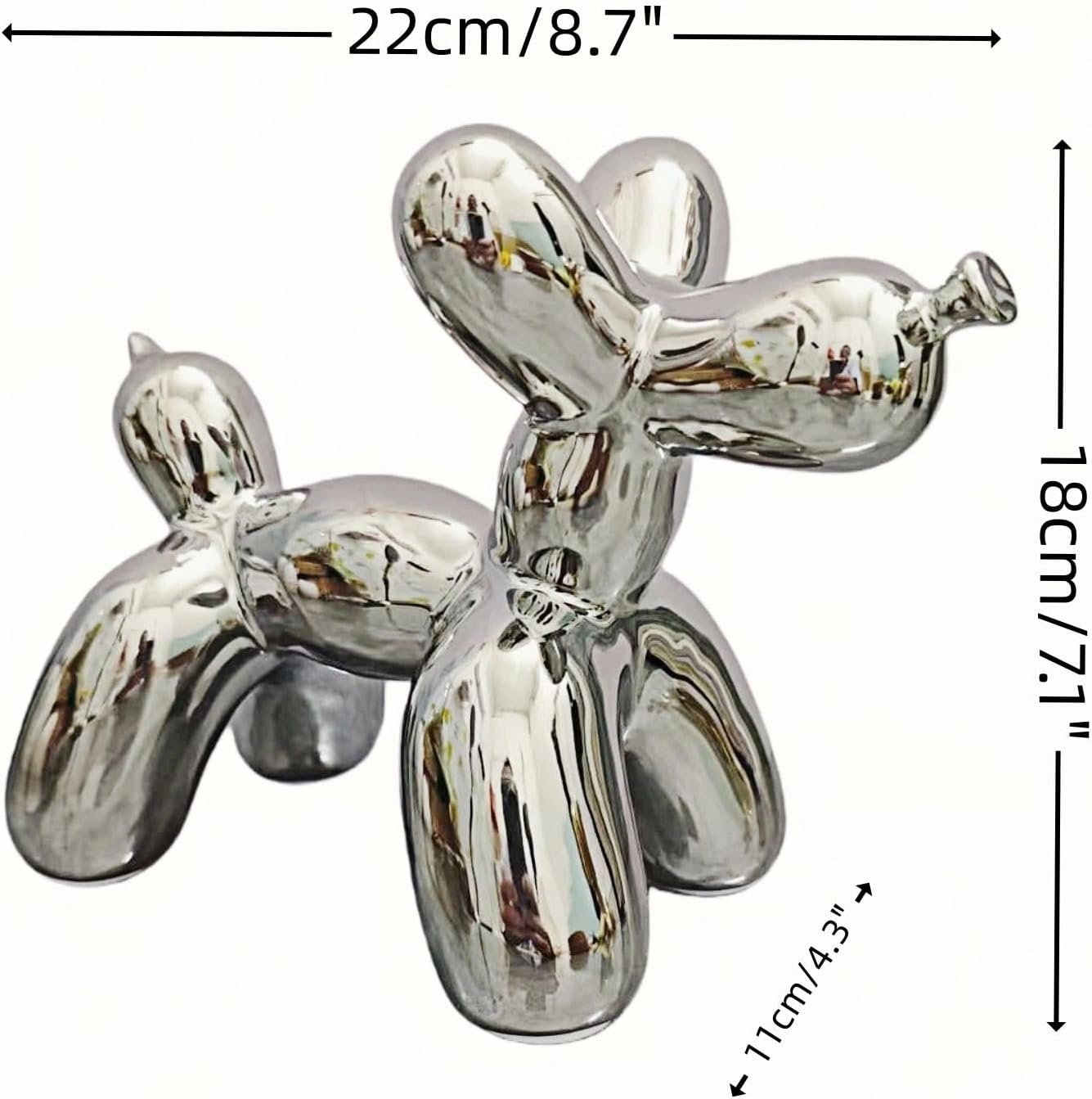Creative Balloon Dog Wine Bottle Holder Doubles as Standalone Statue Decor / Metallic Chrome Silver