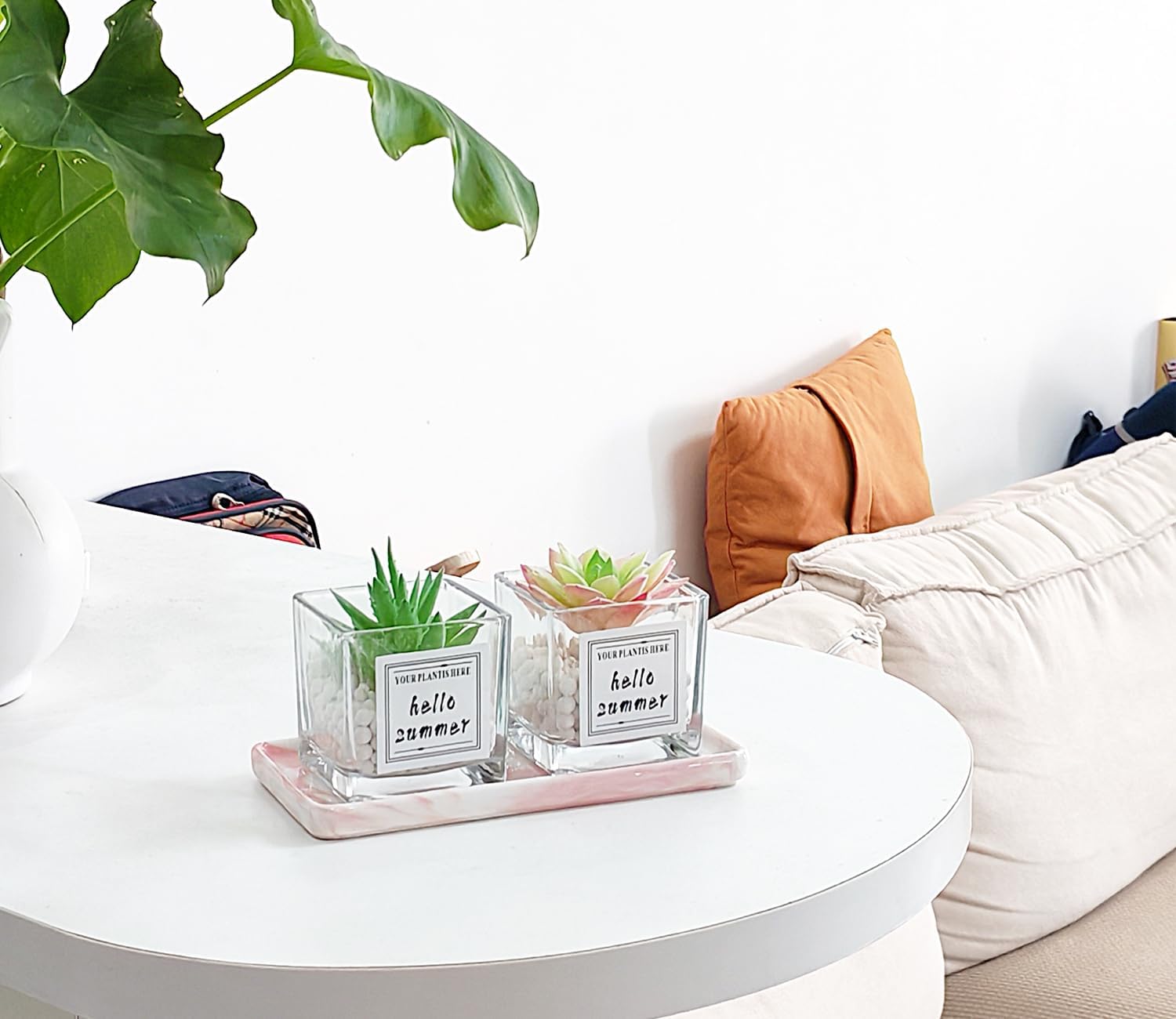 Tiny Ceramic Countertop and Vanity Tray for Cosmetics / 6.4 x 3 x 0.5 / Pink