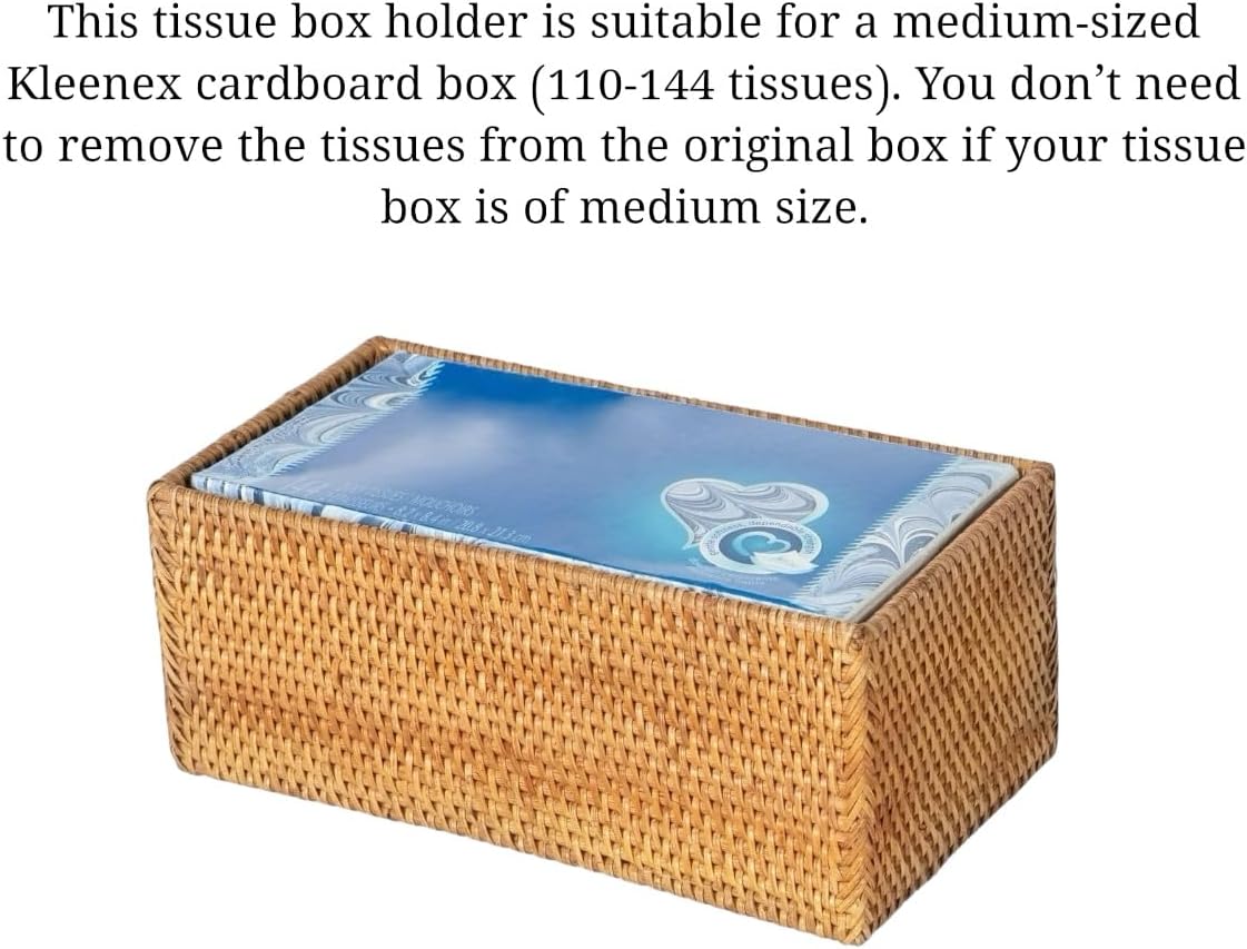 Set 2 of pcs Rectangular Rattan Woven Tissue Box Cover Holder
