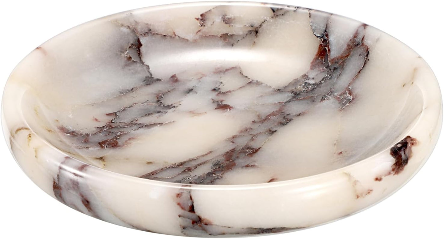 Decorative Key Holder for Entryway Table Round Key Bowl Marble Nightstand / Calacatta Viola / 5.5