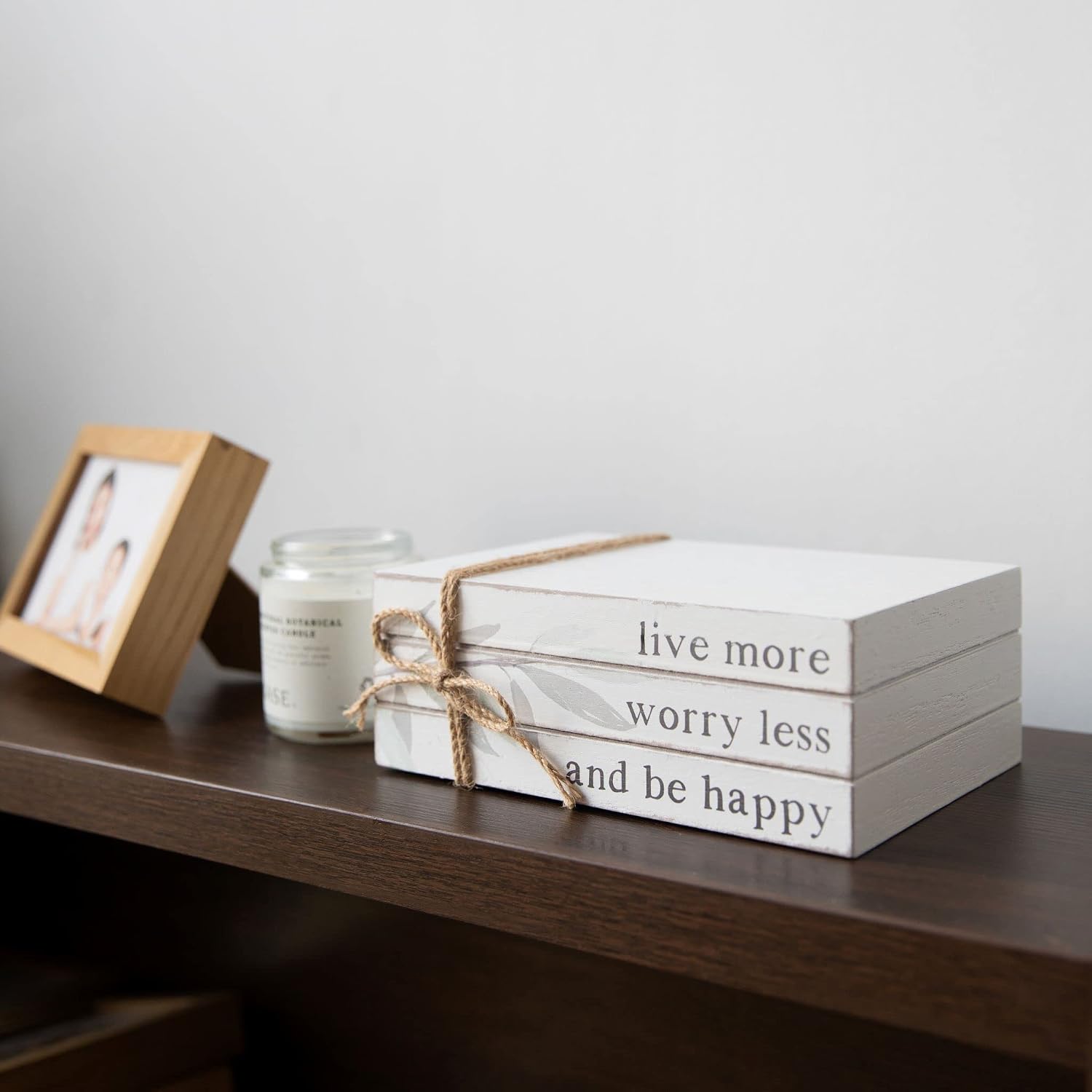 Stacked Wood Faux Books / Love / White / Set of 4