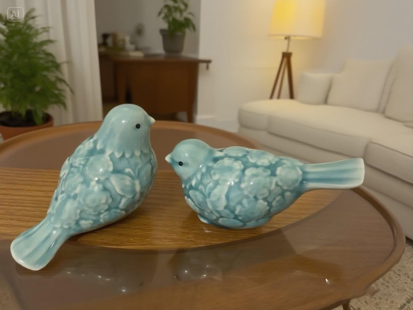 Ceramic Bird Figurines / Set of 2