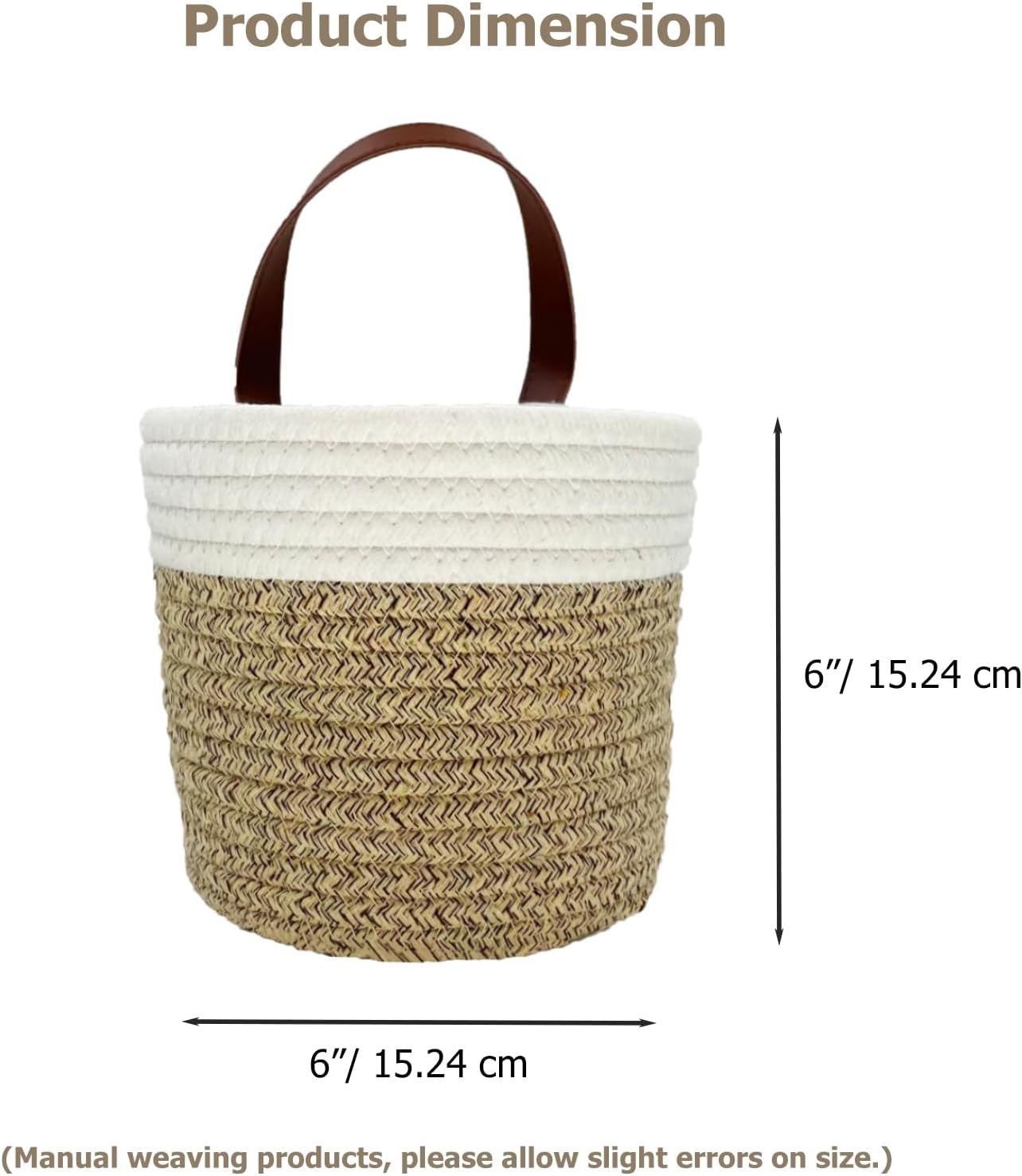 Handles Woven Organizer Storage Basket / Light Brown / Set of 2