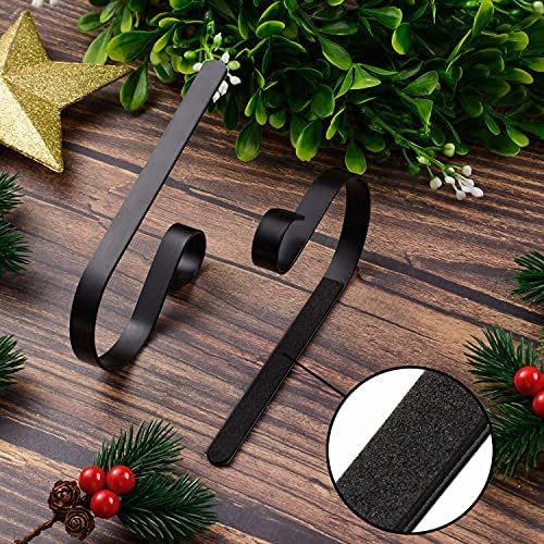 6 Pcs Christmas Stocking Holders Metal Mantel Stocking Hangers Adjustable Hanging Grip Stockings Clip Set (6, Black)