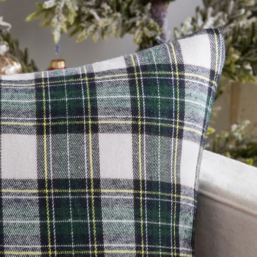 MIULEE Christmas Plaid Pillow Covers Scottish Tartan 12x20 Green and White