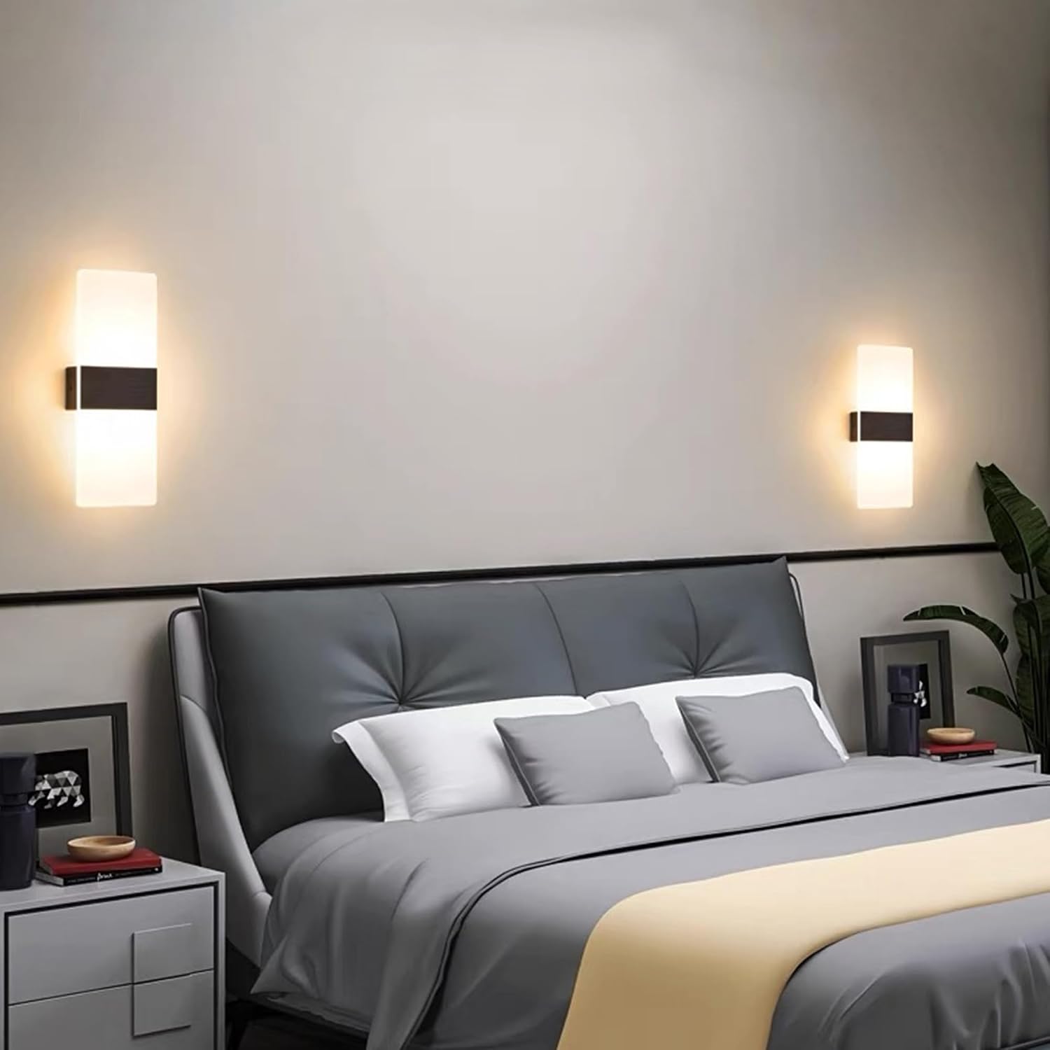 MEHIDFY Wall Sconces Sets of 2, Dimmable Touch Control Wall Lamp, Rechargeable LED Wall Sconces, Battery Operated Wall