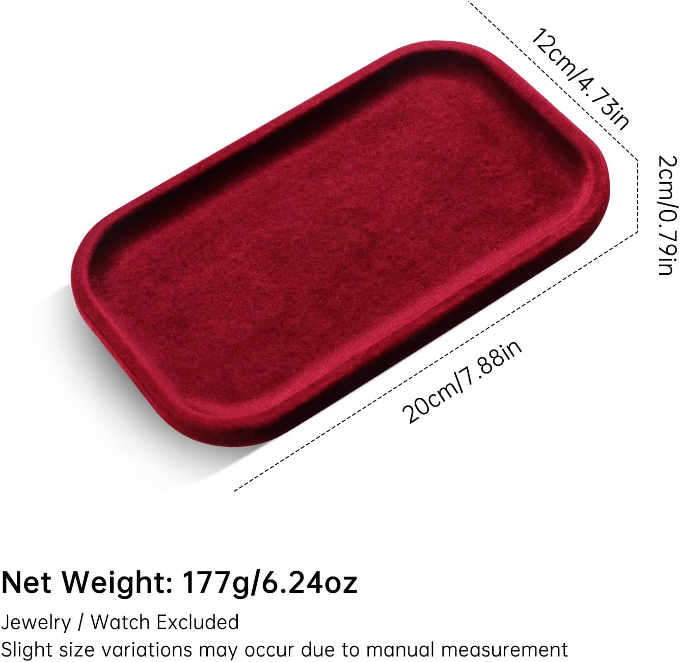 Resilient Velvet Jewelry Display Tray for Ring Earrings Bracelet Necklace / Red / 7.9 x 4.7