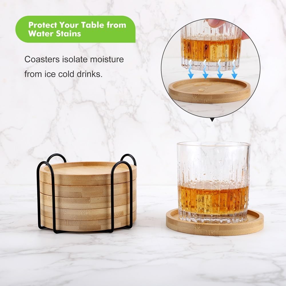 Wooden Coasters for Drinks Saucers for Planters / Set of 6