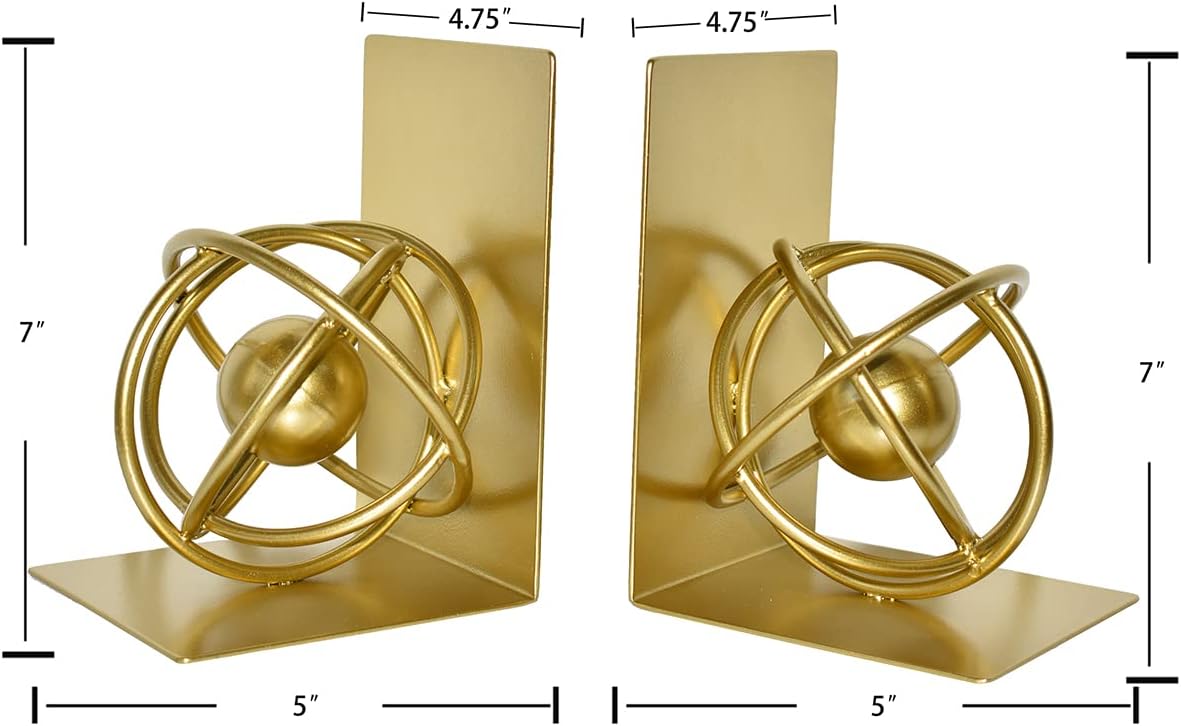 Modern Metal Unique Bookends / Round / Gold