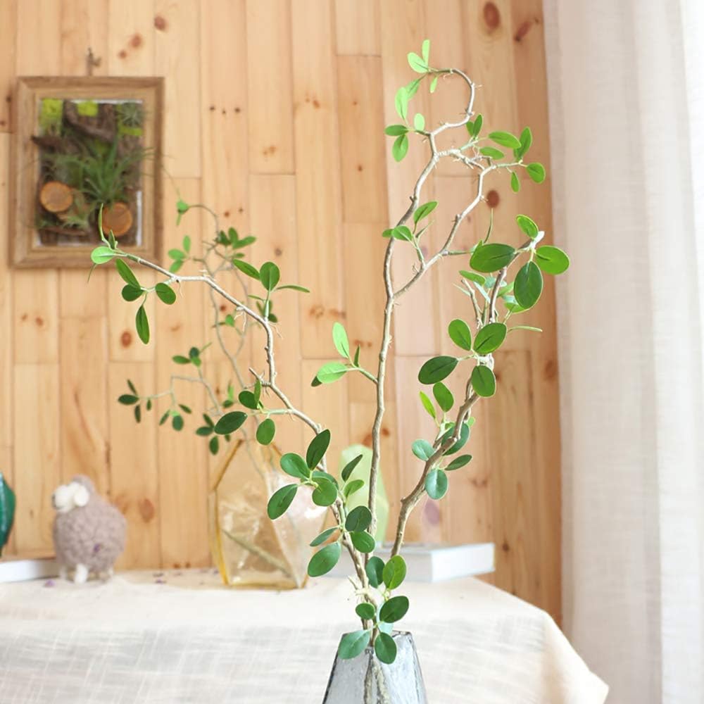 43" Artificial Greenery Stems Plants Faux Leaf Eucalytus Branches Ficus Twig Fern / Green / Set of 4