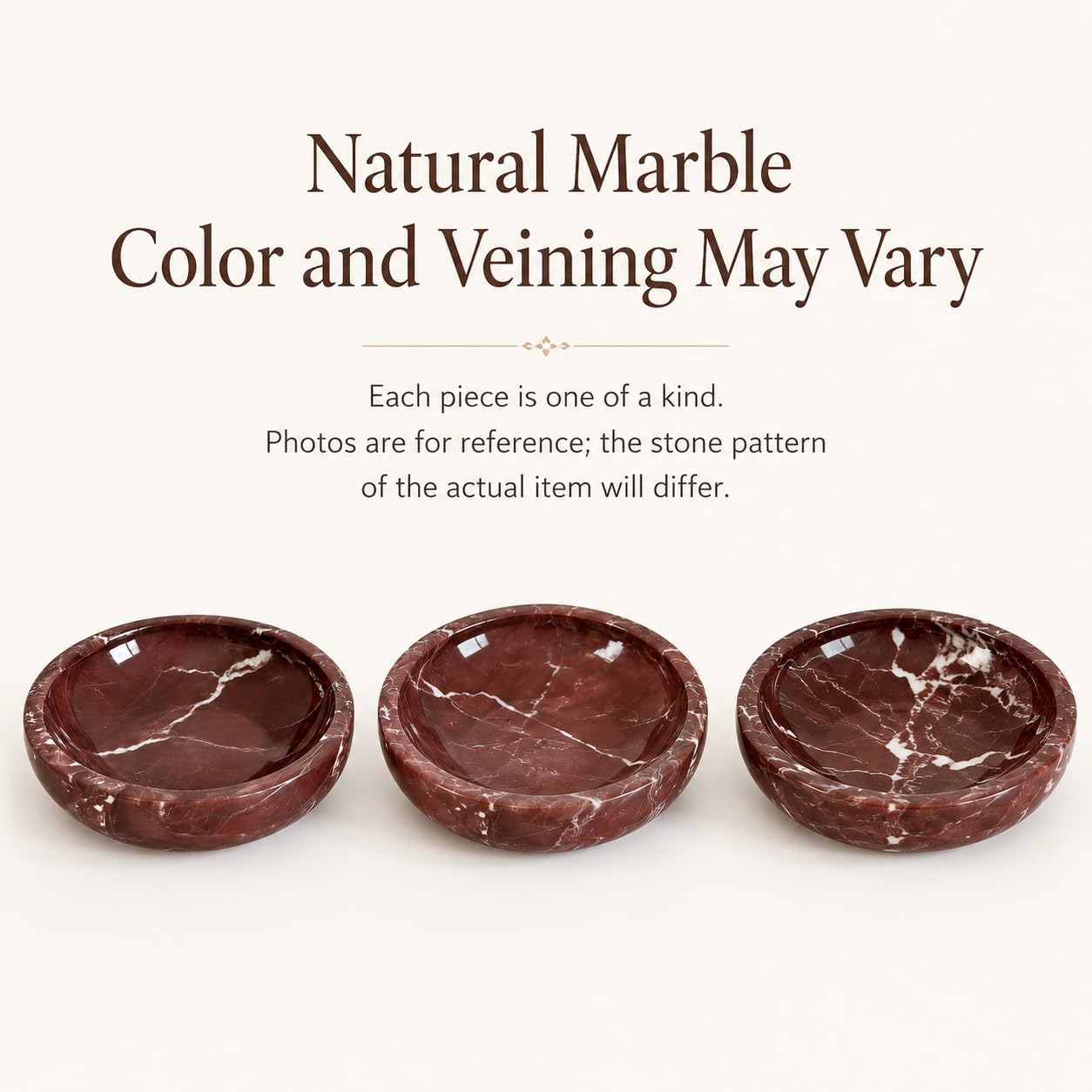 Candle / Red Marble Decorative Bowl / Purplered-small / Purple / 5.9 Inch