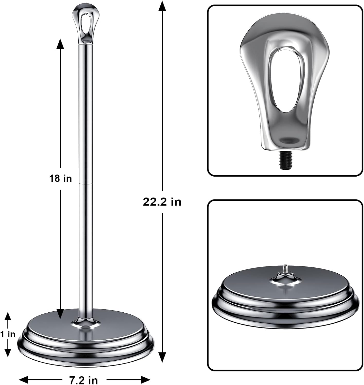 KASUNTO Toilet Paper Holder with Rustproof, Metal Free Standing Toilet Paper Stand Storage for Bathroom, Tissue Paper