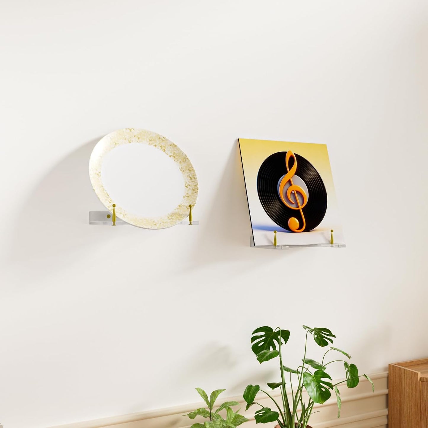 Acrylic Wall Mount Plate Holder / 16 Inch / Set of 2