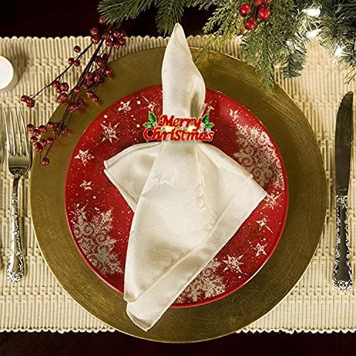 KPOSIYA Christmas Napkin Rings Set of 12 for Holiday Table Decor, Gold