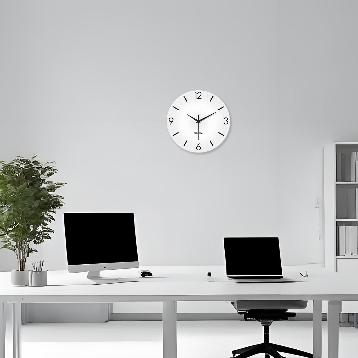 XFM Modern Simple Wall Clock 16 Inch White Minimalist | Silent Non-Ticking Battery Operated Big Size Simple Analog