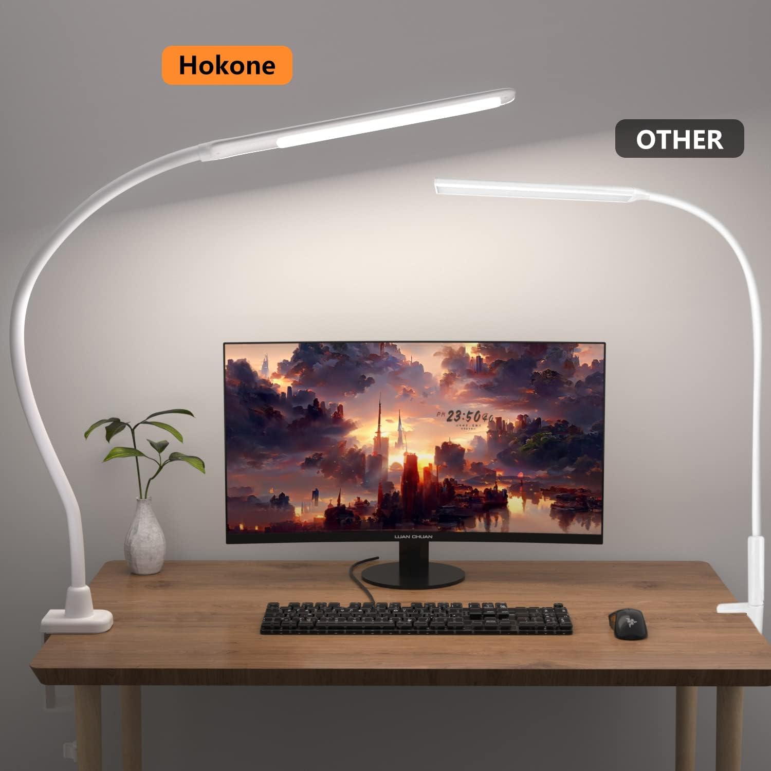 LED Desk Lamp With Clamp, 10W Gooseneck Lamps Touch Control,Swing Arm Clamp Lamp, Architect Clamp Desk Lamp