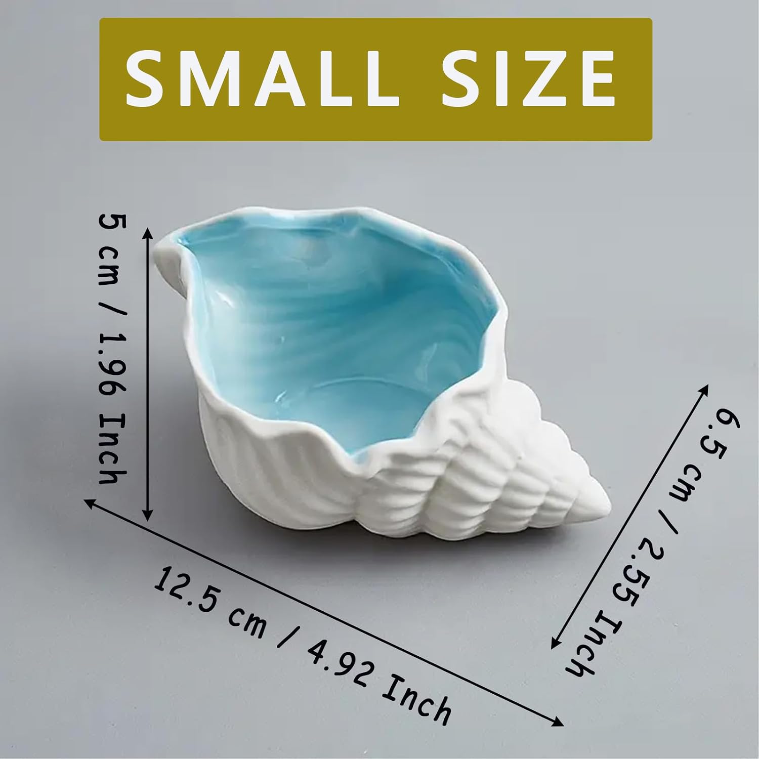 Conch Jewelry Dish Ceramic Jewelry Tray / White + Blue