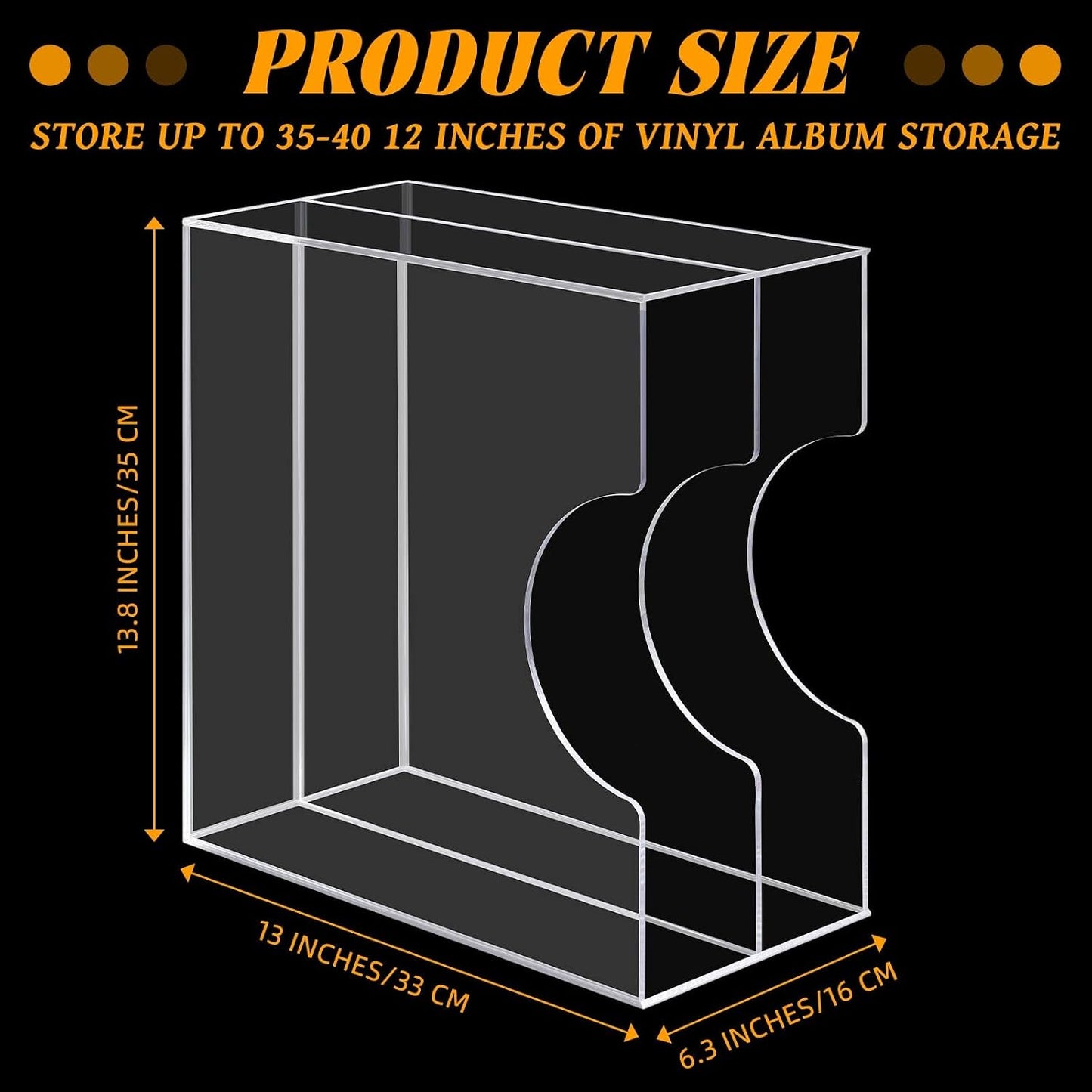 CroBlissful Acrylic Vinyl Record Holder Clear Acrylic Vinyl Storage Double Grid Crate Album Storage Holds up to 35-40