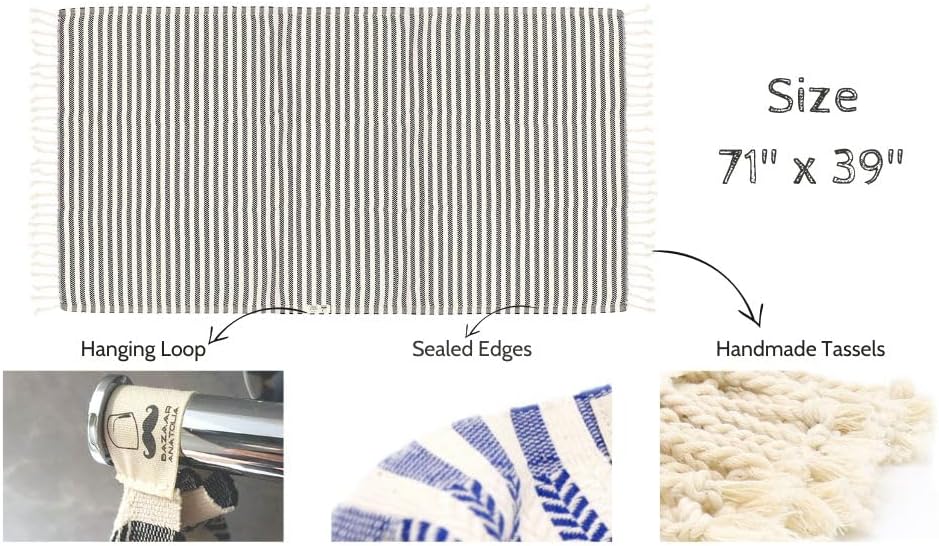 Turkish Bath Towel, 100% Cotton, 71x39 in, Arpa Beige