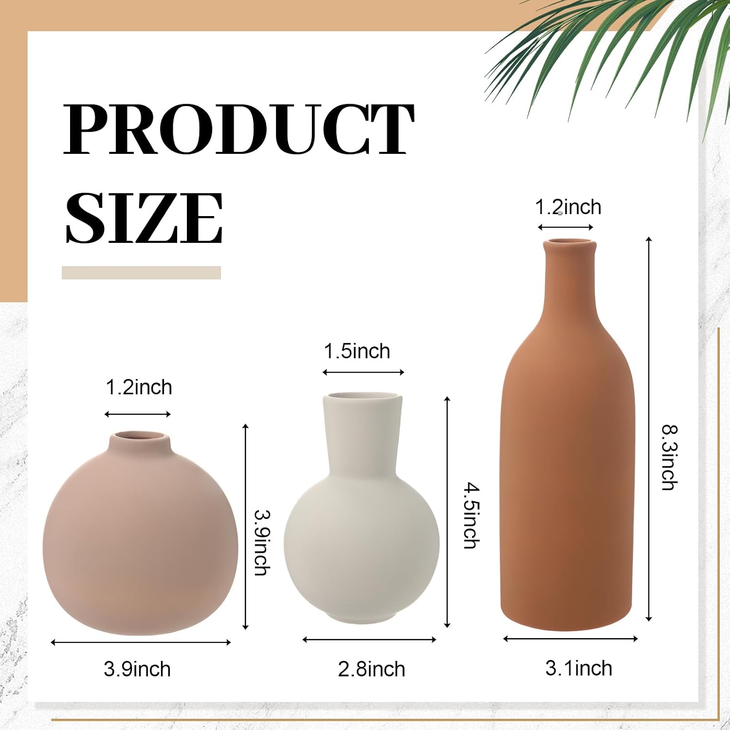 Ceramic Vase Set / Natural / Set of 6