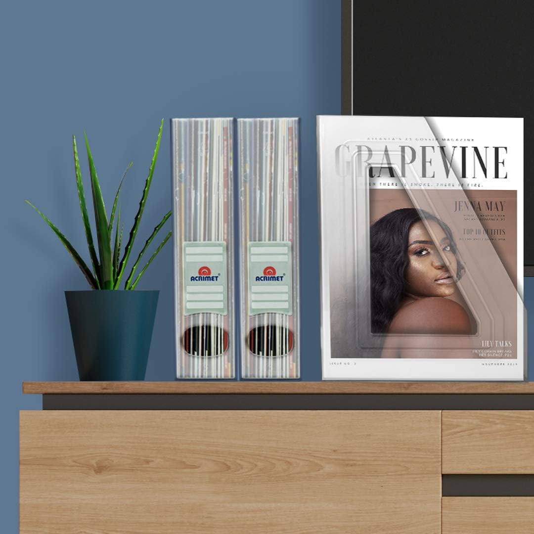 Acrimet Magazine File Holder, Vertical Desk Organizer, Clear, 2 Pack | Durable Plastic, Office & Home Use, Rack Design