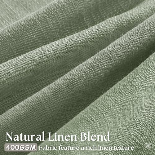 Sage Green Pinch Pleat Linen Semi Sheer Curtains 90 Inches Long 2 Panels