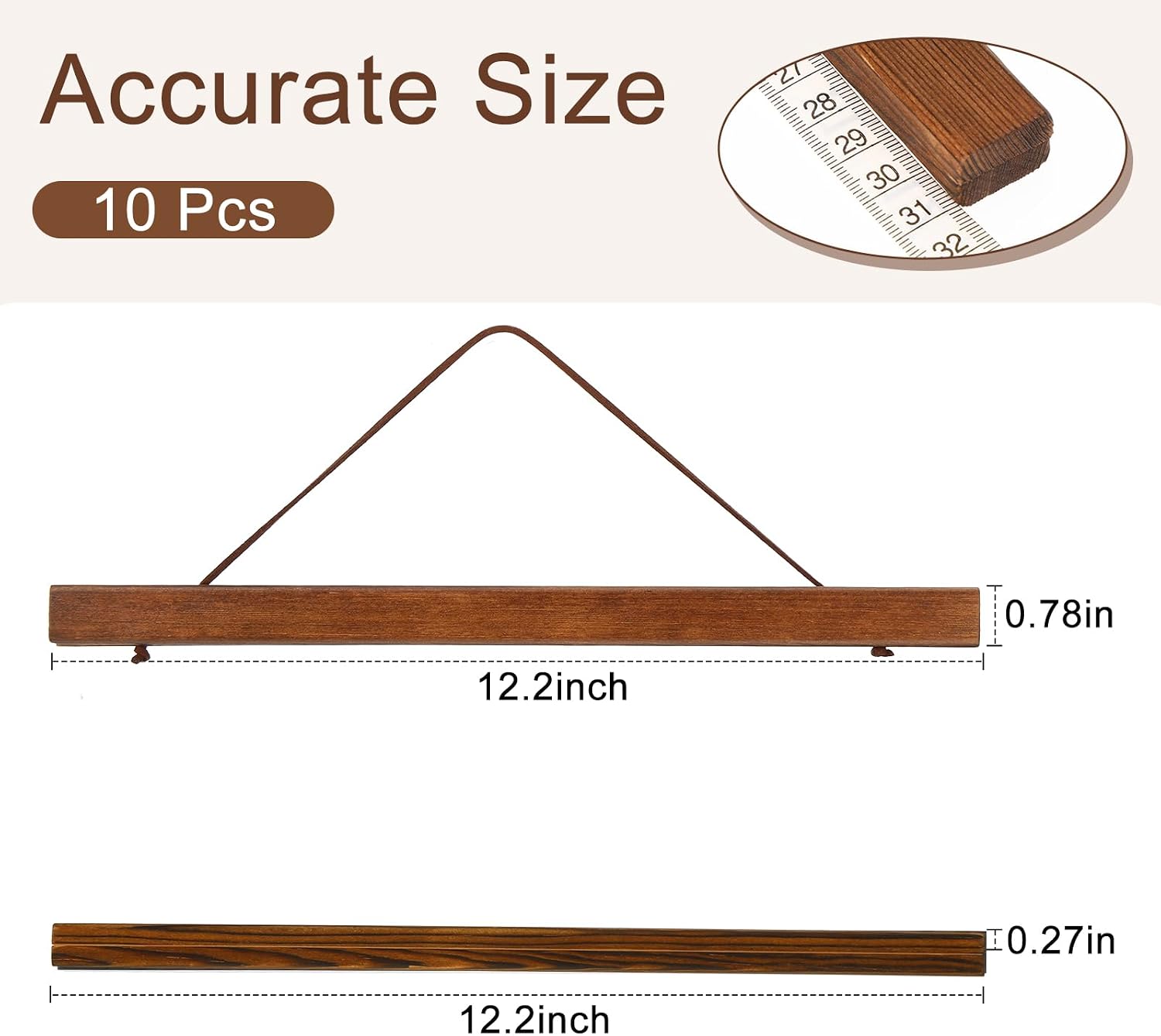 Thyle 10 Pack Magnet Poster Hanger Frame 12x16 12x18 12x24 Light Pine Wood Magnetic Rails Hanging Frame with Rope