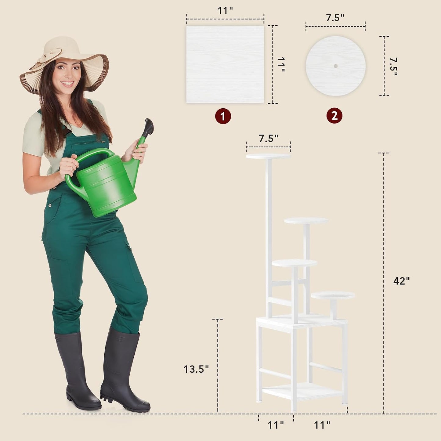 Plant Stand Indoor with Grow Light, 5-Tiered Tall Plant Stand Indoor, Metal Plant Shelf with Adjustable Light, Ideal