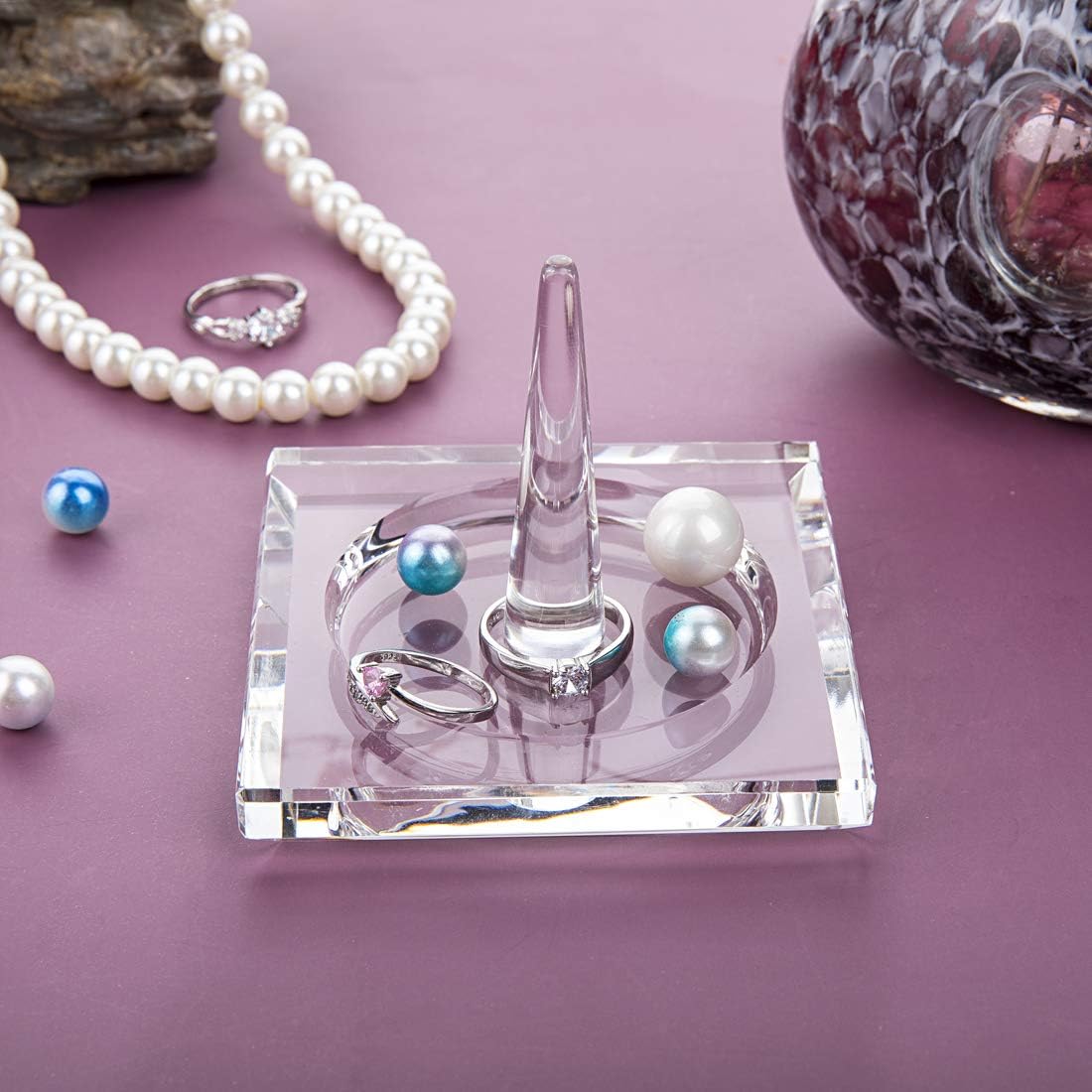 H&D Square Crystal Glass Ring Holder for Jewelry / Clear_square1