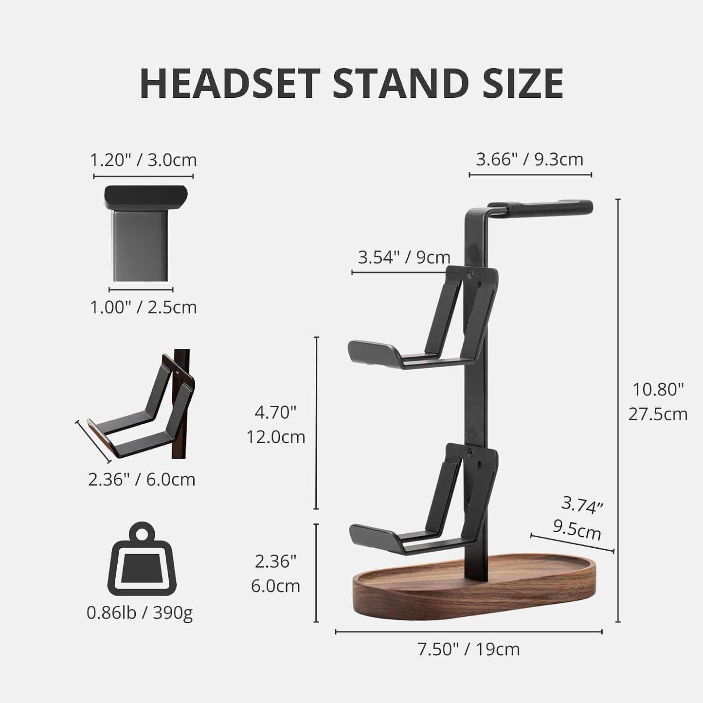 muso wood 2-in-1 Gaming Controller Stand, Headphone Holder, Desktop Headset Stand for Game Controllers and PC Earphone