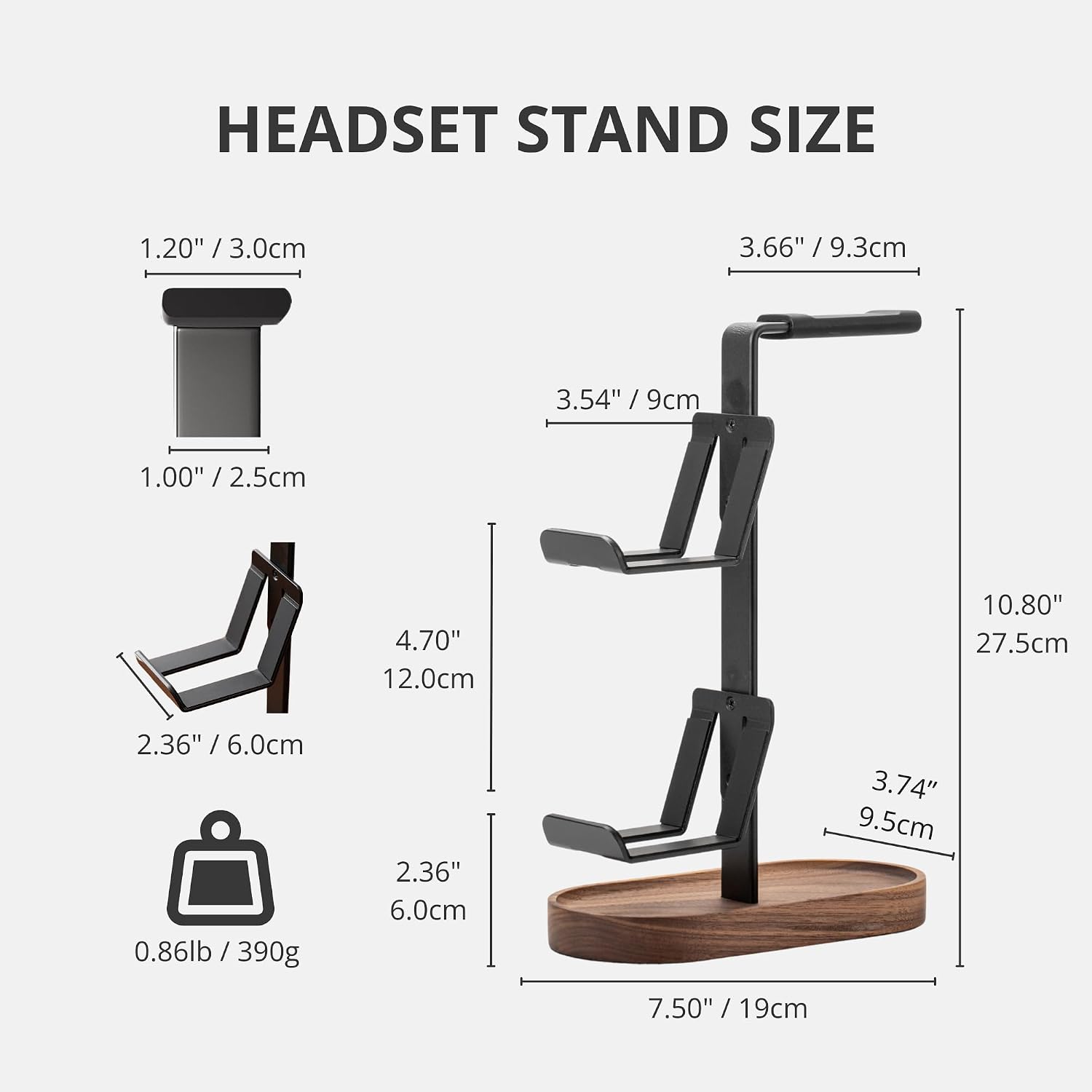 muso wood 2-in-1 Gaming Controller Stand, Headphone Holder, Desktop Headset Stand for Game Controllers and PC Earphone
