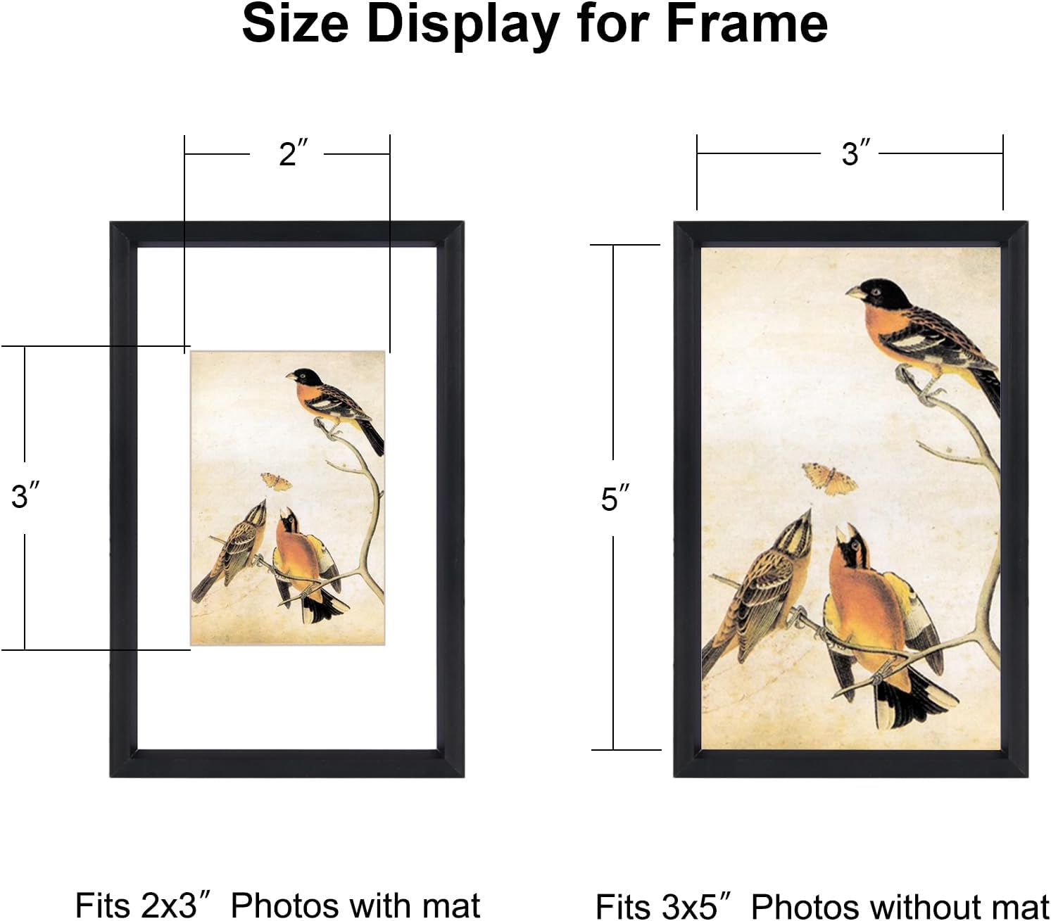 BKABOT 3x5 Black Aluminum Photo frames 3 Pack HD Glass Mat 2x3 Wall Table | Brushed aluminum Picture frames,removable