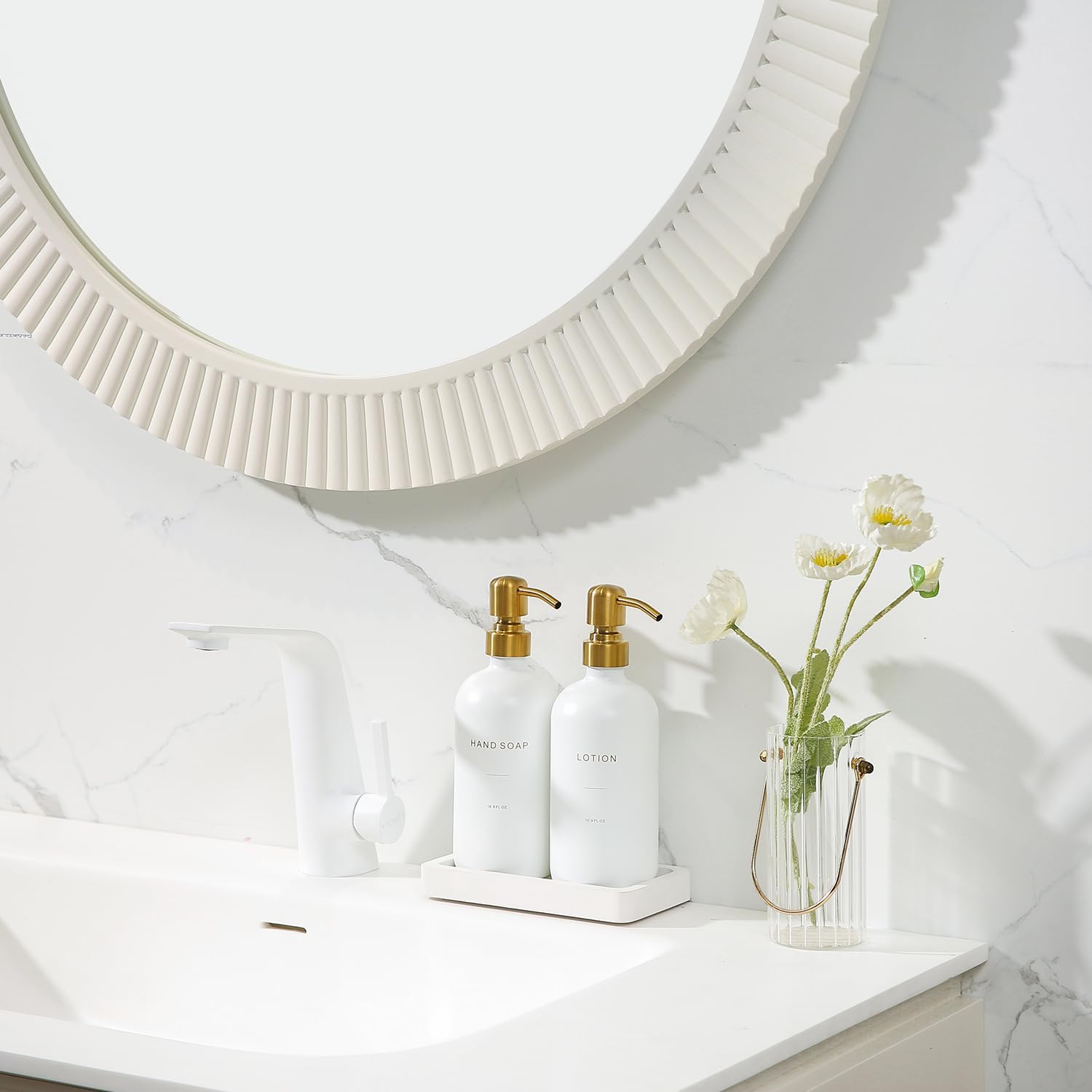 Prus Waso Gold Soap Dispenser Bathroom Set | Hand and Lotion Dispenser with Stainless Steel Pump, Perfect for Modern