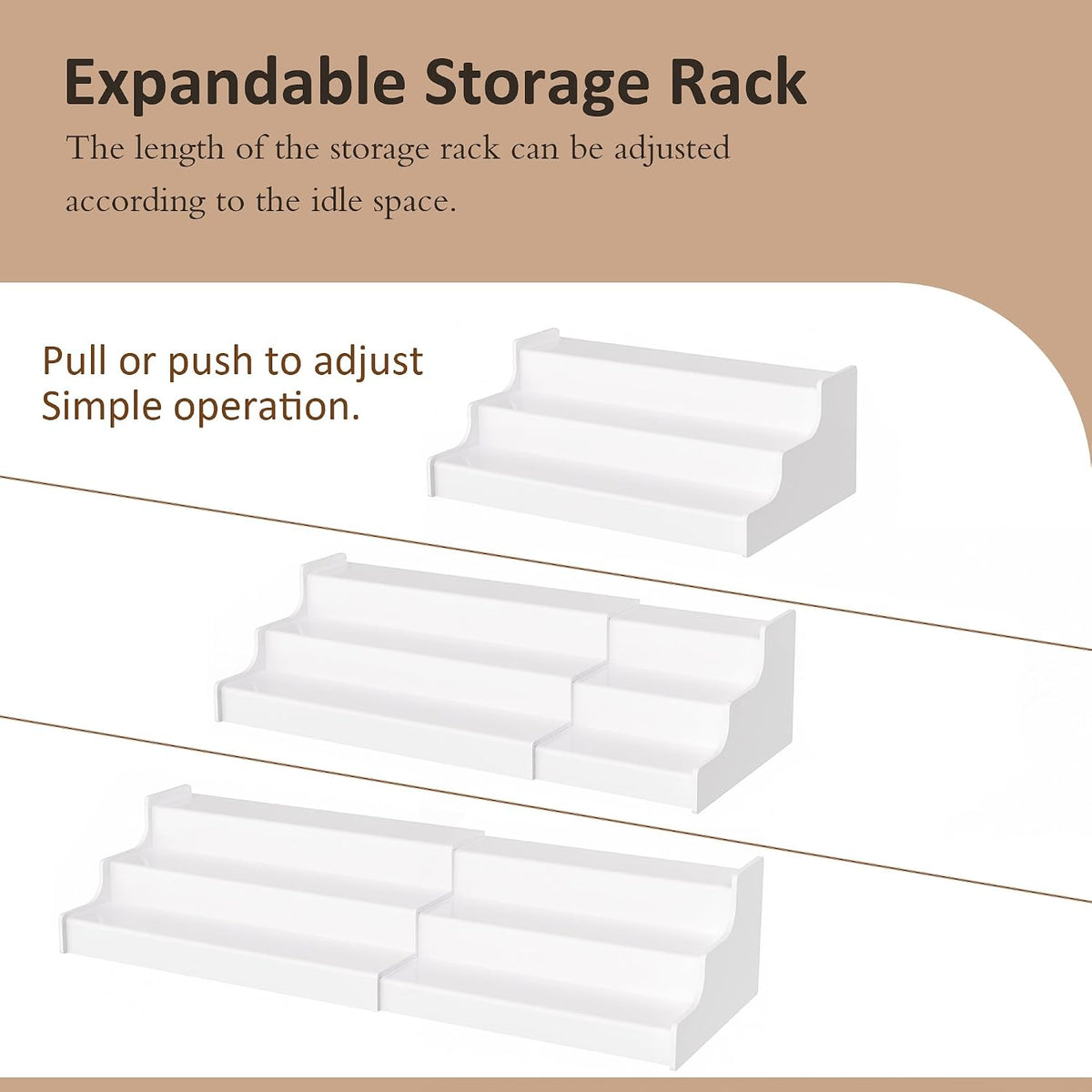 Sezanrpt Expandable Spice Rack Cabinet Organizer 3 Tier, White Kitchen Counter Display Shelf, Seasoning Organizer for