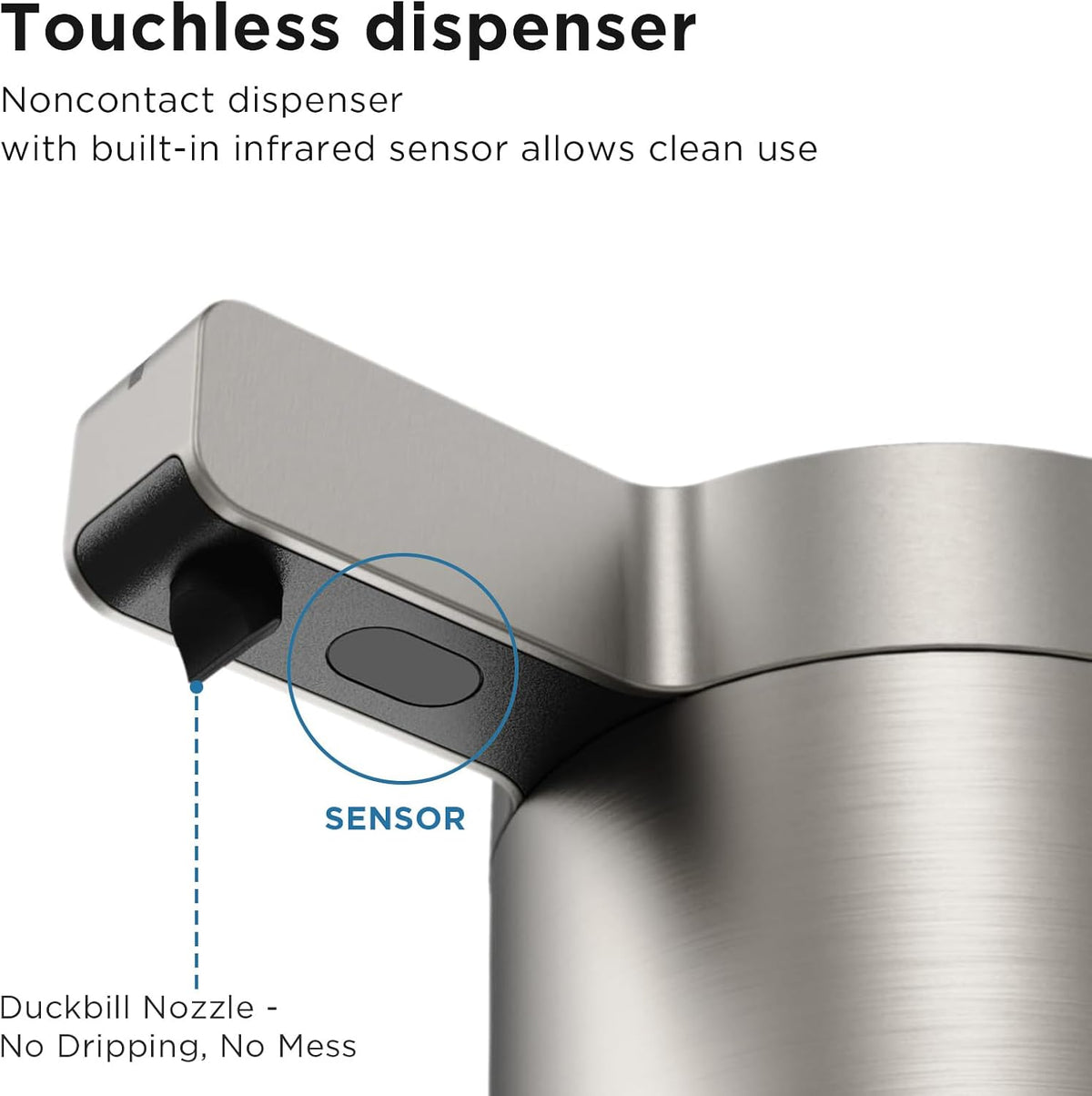 Newise Automatic Soap Dispenser - 9 oz, Rechargeable Touchless Liquid Soap for Kitchen and Bathroom with 3 Adjustable