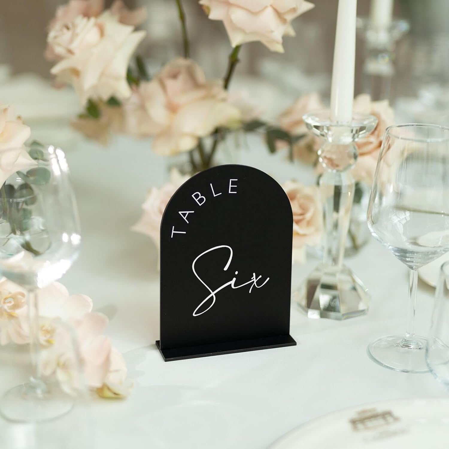 Black Arch Wedding Table Numbers 1-25 With Stands, 5x7 Inch Acrylic Arch Sign and Holder for Reception Centerpiece