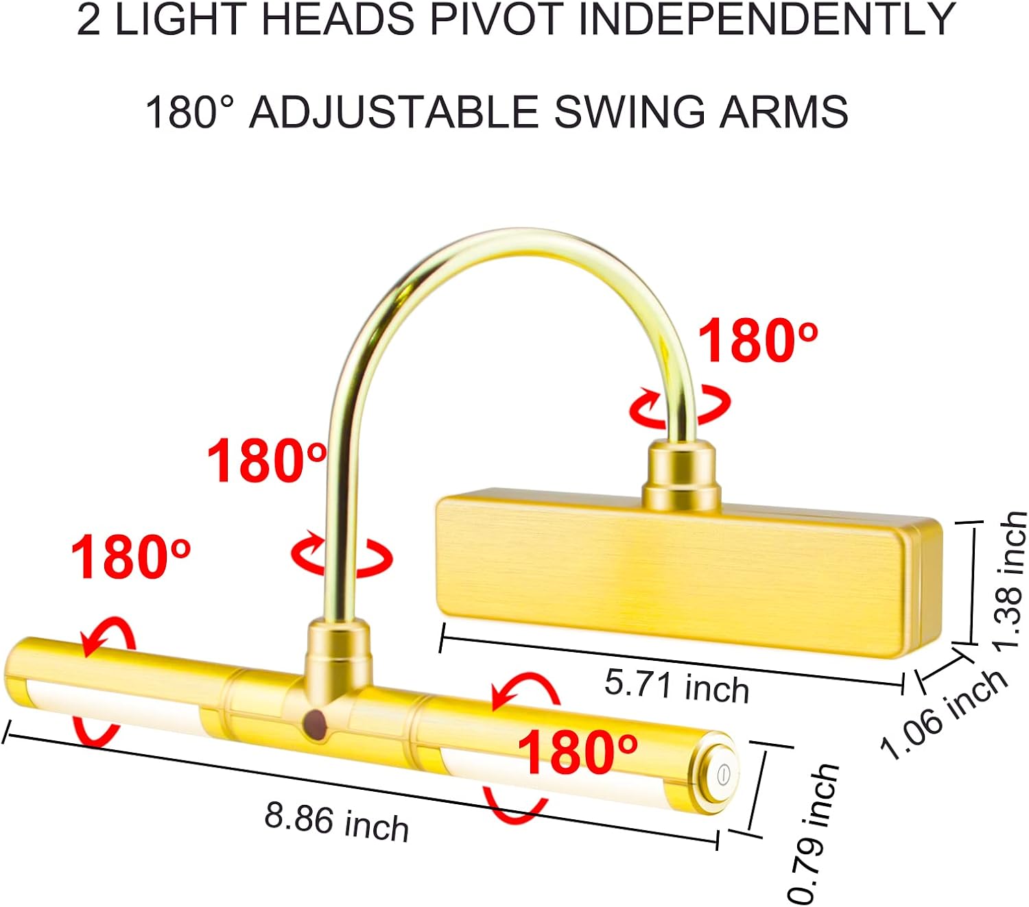 LUXSWAY Picture Light Battery Powered,Painting Light,3 Level Brightness Art Display Lights, 8.9 Inch Rotatable Lights