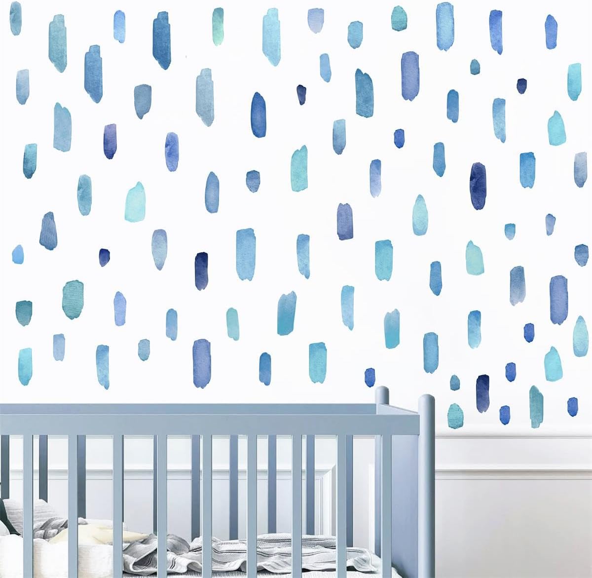 Watercolor Wall Stickers Boho Line Wall Decals Peel and Stick Lines Stripes / Lines D / Blue