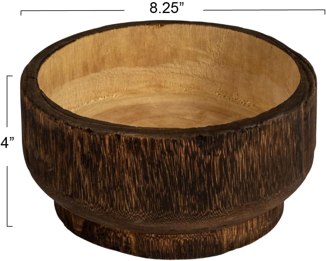 Round Paulownia Wood Decorative Bowl / Brown