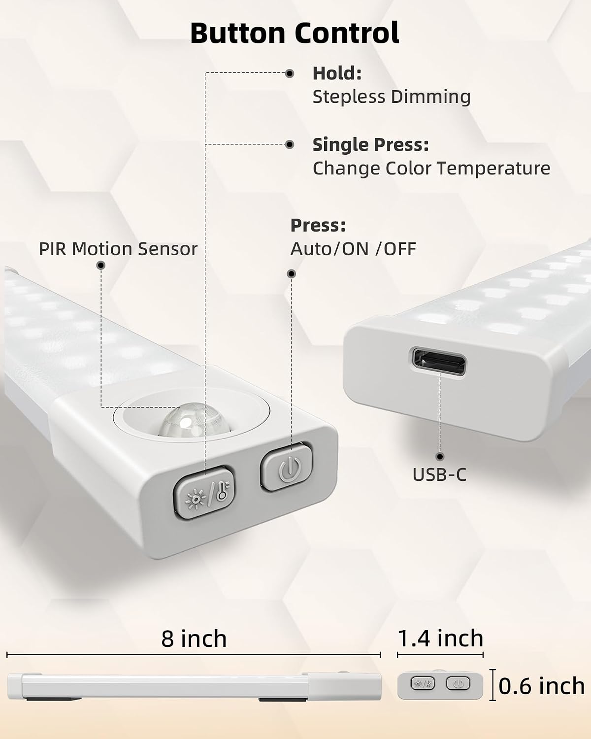 EZVALO 6 Pack 8 inch Under Cabinet Lighting with Charging Station, Rechargeable Motion Sensor Lights, Wireless Magnetic